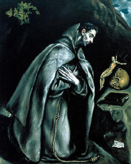 El Greco St Francis in Prayer before the Crucifix or Saint Francis Kneeling in Meditation oil painting picture